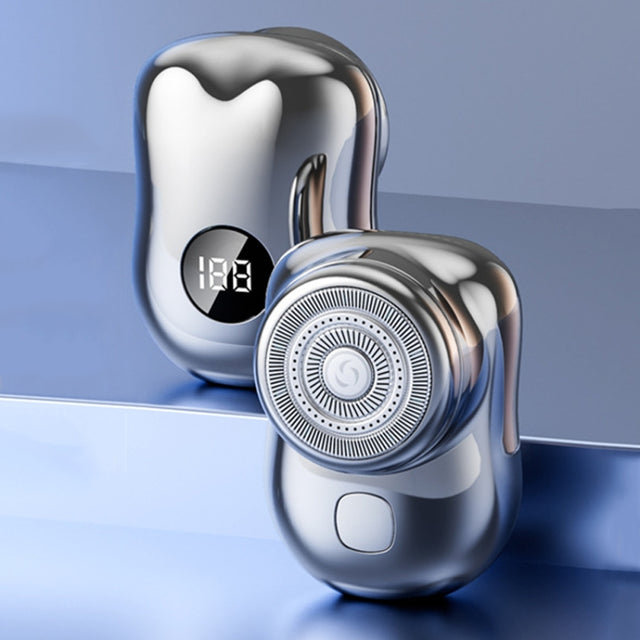Three-Ring Knife Mesh Electric Men Shaver Travel Portable Mini Shaver, Color: Digital Display Silver