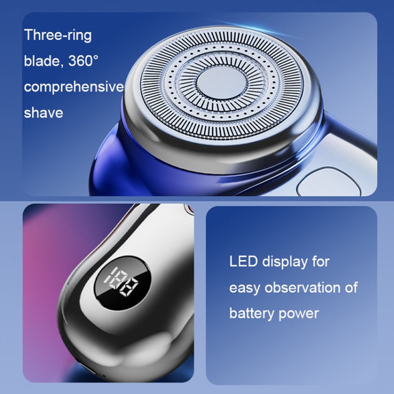 Three-Ring Knife Mesh Electric Men Shaver Travel Portable Mini Shaver, Color: Digital Display Black
