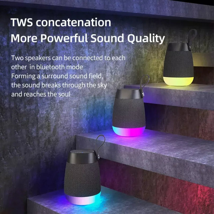 Bluetooth Wireless Fabric Speaker Cylindrical Water-resistant Subwoofer With RGB Light(Blue)