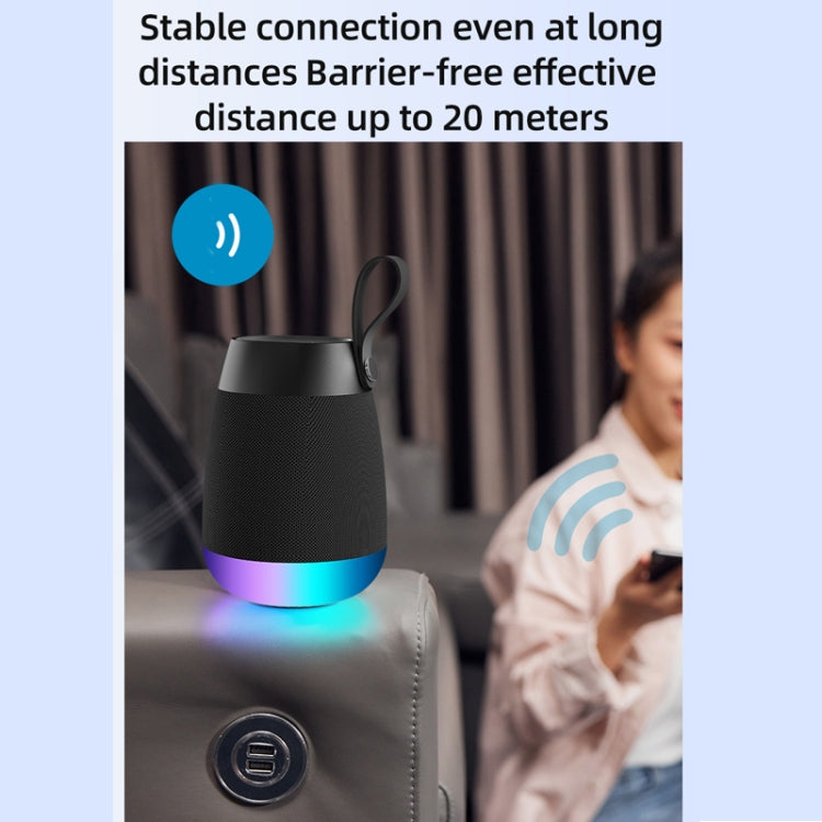 Bluetooth Wireless Fabric Speaker Cylindrical Water-resistant Subwoofer With RGB Light(Blue)