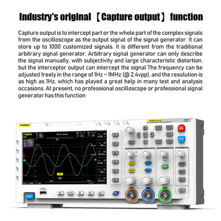 FNIRSI 2 In 1 Dual-Channel 100M Bandwidth Digital Oscilloscope 1GS Sampling Signal Generator, EU Plug 1014D +P4100 Probe