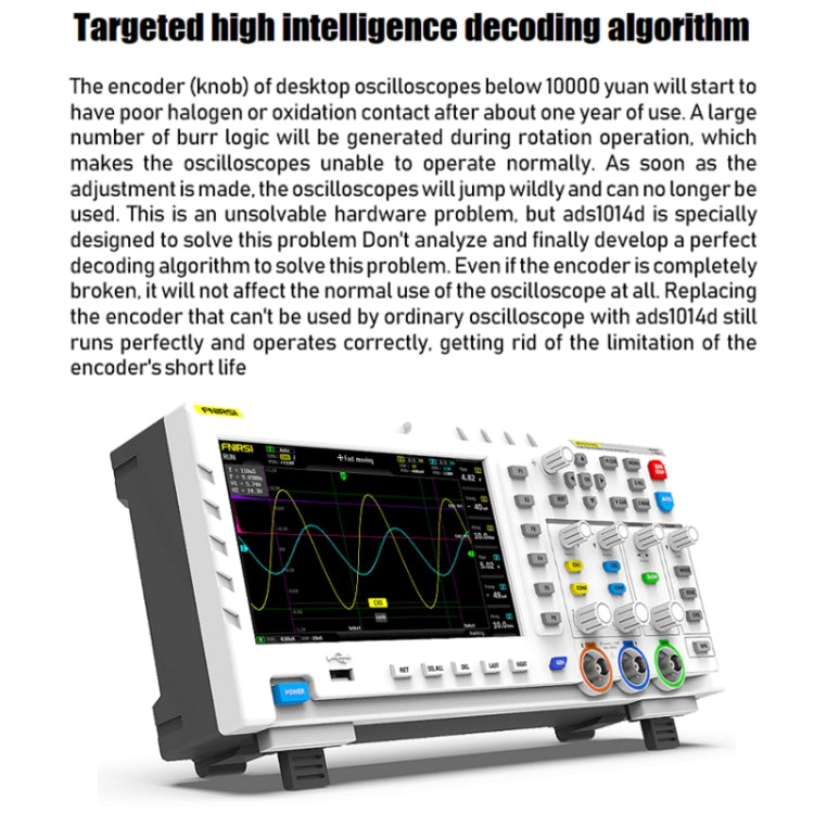FNIRSI 2 In 1 Dual-Channel 100M Bandwidth Digital Oscilloscope 1GS Sampling Signal Generator, EU Plug 1014D +P4100 Probe