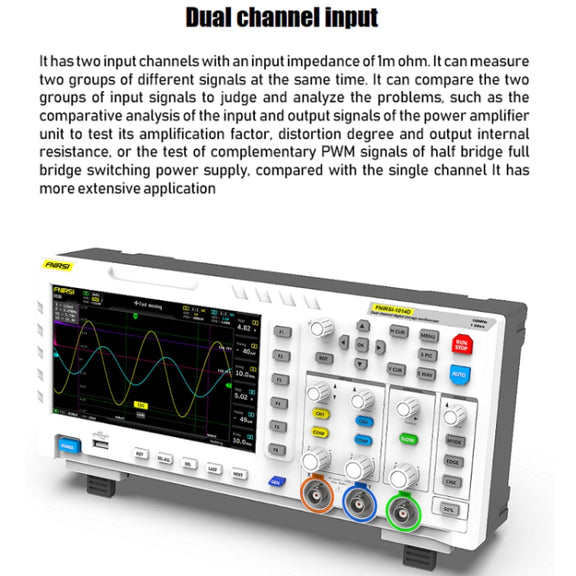 FNIRSI 2 In 1 Dual-Channel 100M Bandwidth Digital Oscilloscope 1GS Sampling Signal Generator, EU Plug 1014D +P4100 Probe