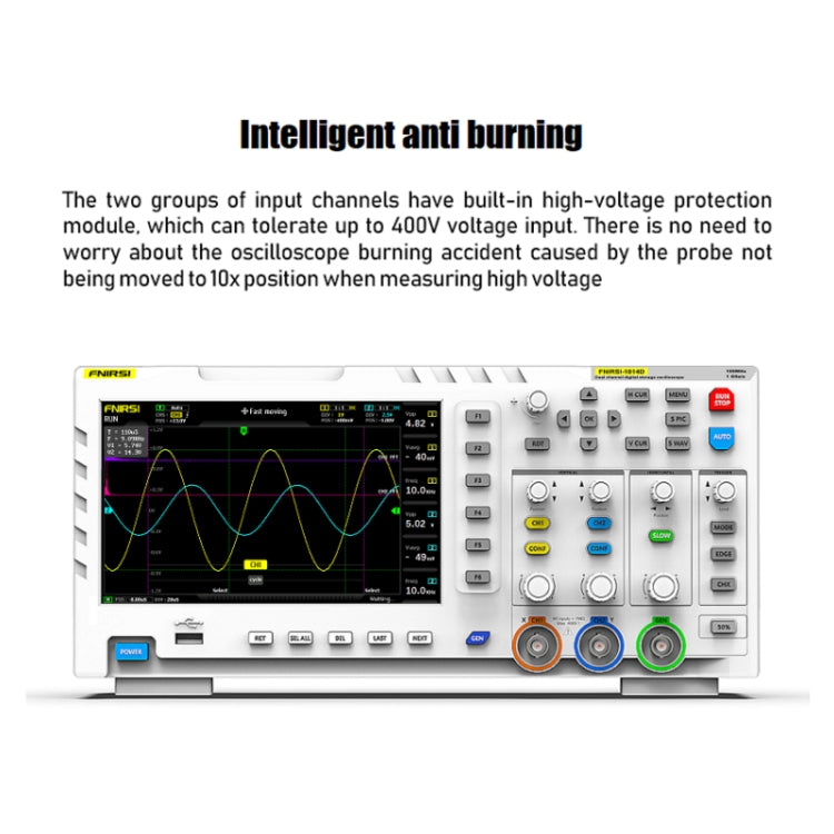 FNIRSI 2 In 1 Dual-Channel 100M Bandwidth Digital Oscilloscope 1GS Sampling Signal Generator, EU Plug 1014D +P4100 Probe