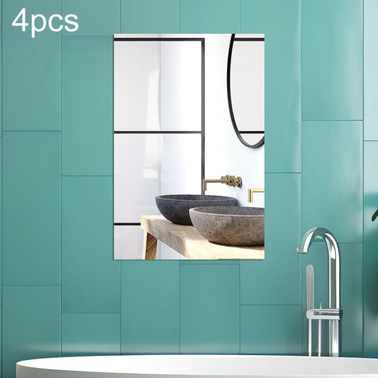 4pcs 30cm x  20cm Right Angle Models Rectangle Acrylic Mirror Stereo Wall Stickers(Silver) - Decorative Mirrors by PMC TechLife | Online Shopping South Africa | PMC TechLife