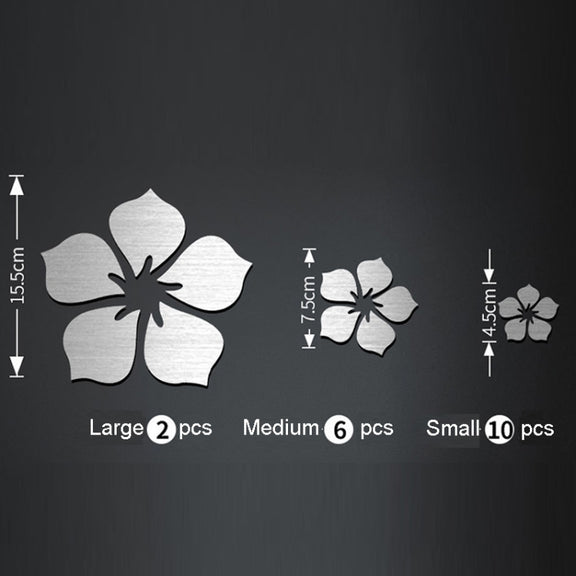 18pcs /Set Acrylic Cherry Blossom Mirror Wall Sticker Living Room Bedroom Background Wall Decoration(Silver)