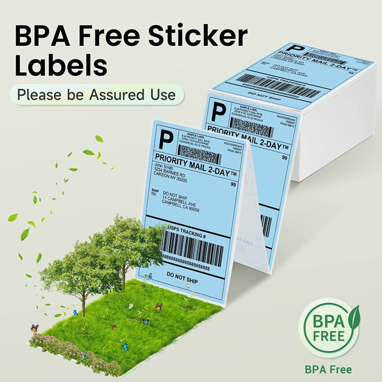 500sheets 4��6 Inch Stickers Thermal Label Paper For Phomemo PM-246S / PM-241BT / D520BT, Style: Folding Purple