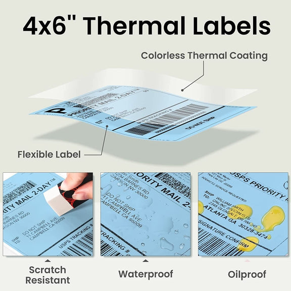 500sheets 4��6 Inch Stickers Thermal Label Paper For Phomemo PM-246S / PM-241BT / D520BT, Style: Folding Purple