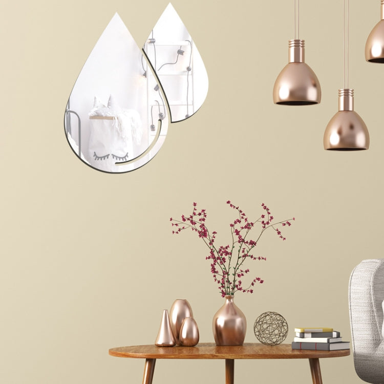 2pcs /Set Acrylic Water Drops Mirror Stereo Wall Stickers Living Room Bedroom Decorative Stickers Soft Mirror(Black)