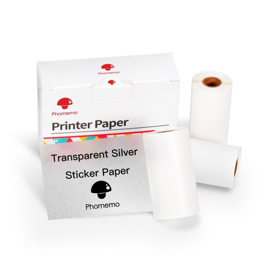 For Phomemo M02 / M02S / M02Pro 3rolls /Pack 50mm Anti-Dry Glue Thermal Labels(White Glitter Full Transparent Black Letter) - free shipping - PMC Jewellery - Order now!