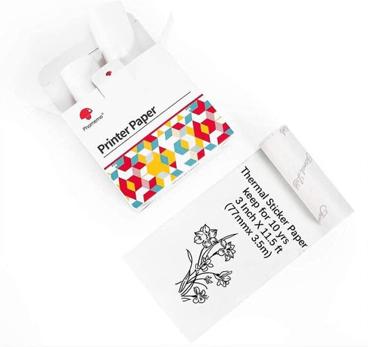 For Phomemo M03 Series 3rolls /Pack 80mmx3.5m 10 Years Thermal Self-adhesive Black on White Printing Paper - Printing Paper by Phomemo | Online Shopping South Africa | PMC Jewellery | Buy Now Pay Later Mobicred