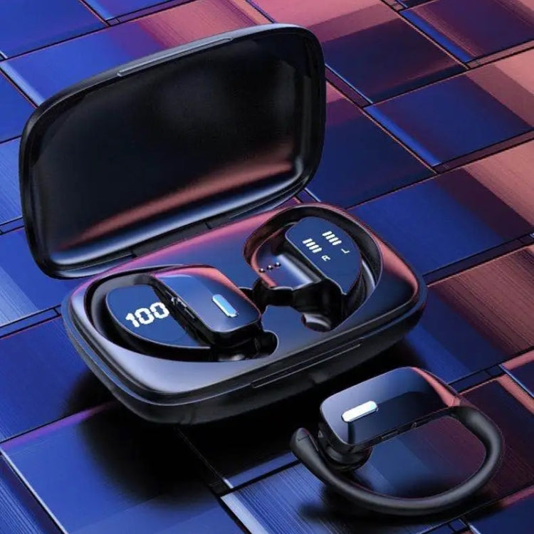 TWS Ear-mounted Noise Reduction LED Dual-battery Display Bluetooth Earphones(T16 Black)