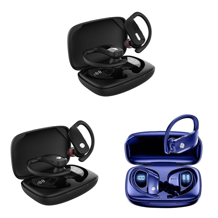 TWS Ear-mounted Noise Reduction LED Dual-battery Display Bluetooth Earphones(T16 Black)
