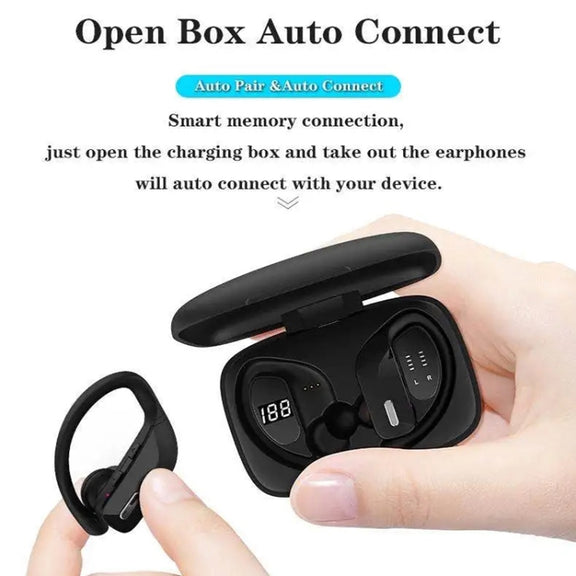 TWS Ear-mounted Noise Reduction LED Dual-battery Display Bluetooth Earphones(T16 Black)