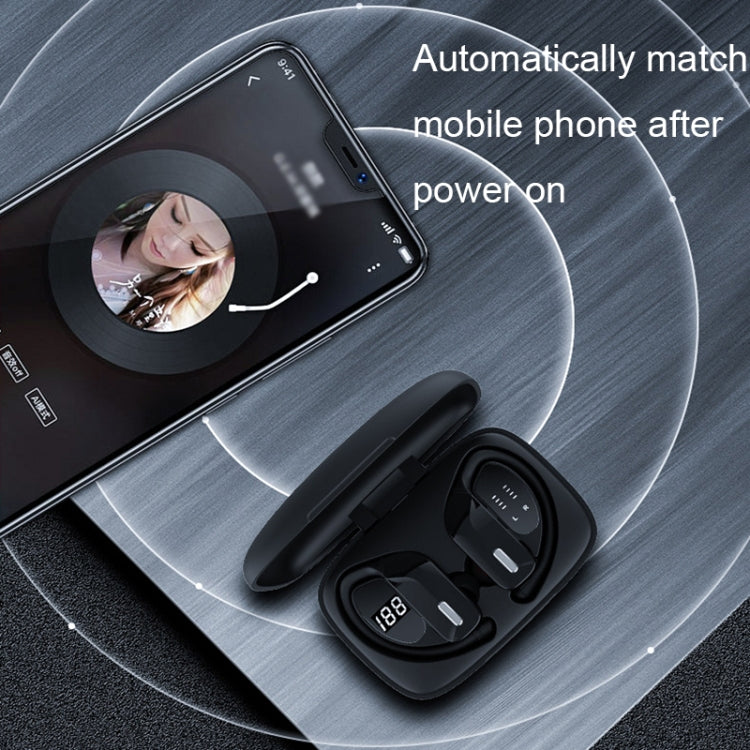 TWS Ear-mounted Noise Reduction LED Dual-battery Display Bluetooth Earphones(T16 Black)