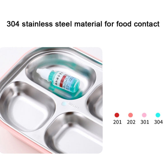 304 Stainless Steel Lunch Box Leakproof Insulated Student Dormitory Bento Box, Spec: 4 Grid Pink