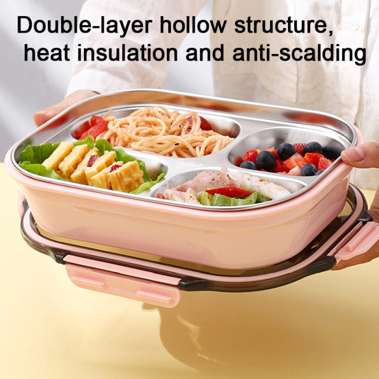 304 Stainless Steel Lunch Box Leakproof Insulated Student Dormitory Bento Box, Spec: 4 Grid Pink - Cutlery Sets by PMC TechLife | Online Shopping South Africa | PMC TechLife