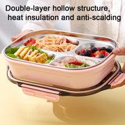 304 Stainless Steel Lunch Box Leakproof Insulated Student Dormitory Bento Box, Spec: 4 Grid Pink