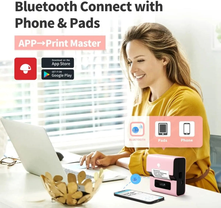 Phomemo M221 Thermal Wireless Label Printer Barcode Bluetooth Label Maker(Pink) - free shipping - PMC TechLife - Order now!