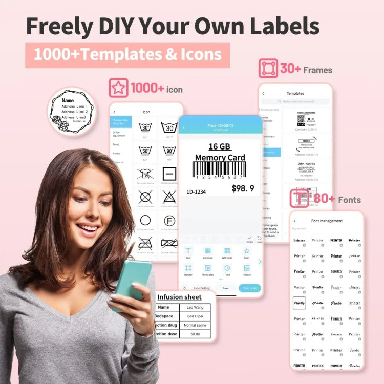 Phomemo M221 Thermal Wireless Label Printer Barcode Bluetooth Label Maker(Pink) - free shipping - PMC TechLife - Order now!