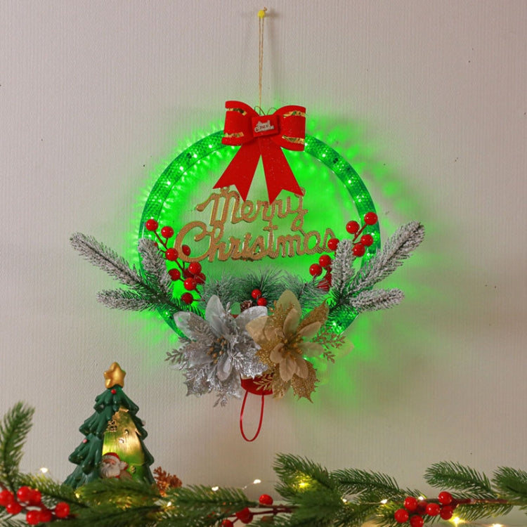 Christmas Wreath Timing Lighting Lights Door Decorations Pine Needle Ornaments Showcase(Golden Flower) - Christmas Decoration Lamps by PMc TechLife | Online Shopping South Africa | PMc TechLife | Buy Now Pay Later Mobicred