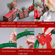 Christmas Wreath Timing Lighting Lights Door Decorations Pine Needle Ornaments Showcase(Golden Flower)