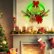 Christmas Wreath Timing Lighting Lights Door Decorations Pine Needle Ornaments Showcase(Golden Flower)