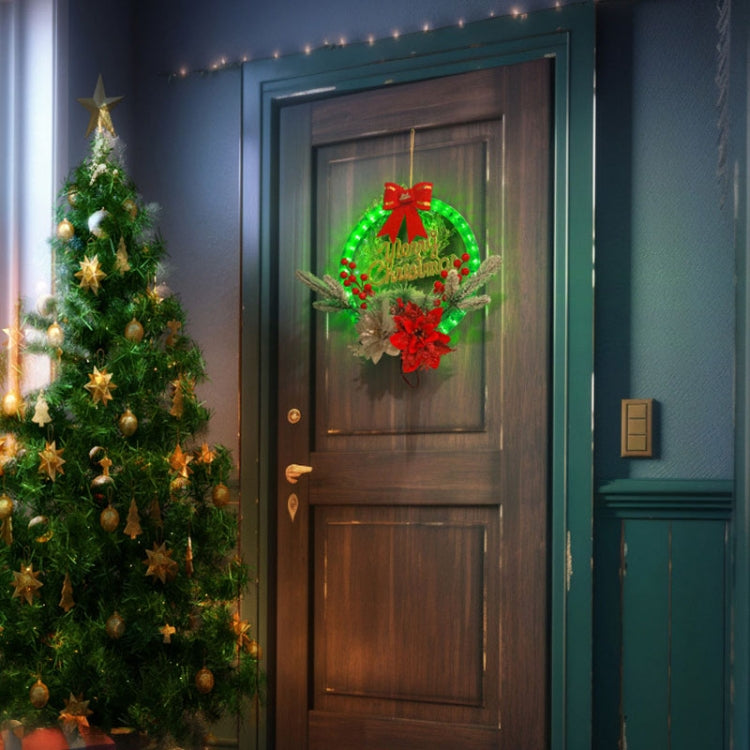 Christmas Wreath Timing Lighting Lights Door Decorations Pine Needle Ornaments Showcase(Golden Flower) - Christmas Decoration Lamps by PMc TechLife | Online Shopping South Africa | PMc TechLife | Buy Now Pay Later Mobicred