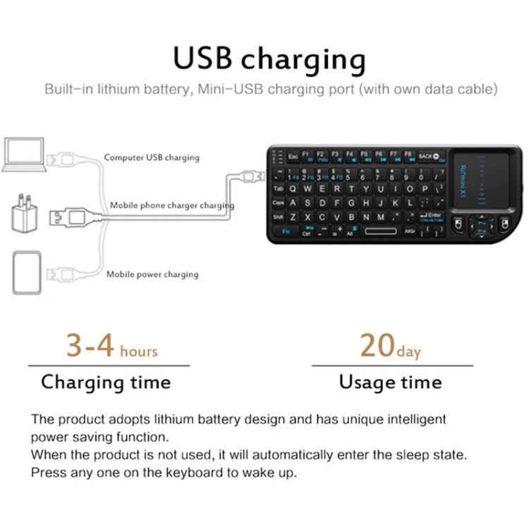 Rii X1 2.4G Mini Classic Wireless Keyboard Keypad And Mouse All-In-One Kit(Black) - free shipping - PMC Jewellery - Order now!