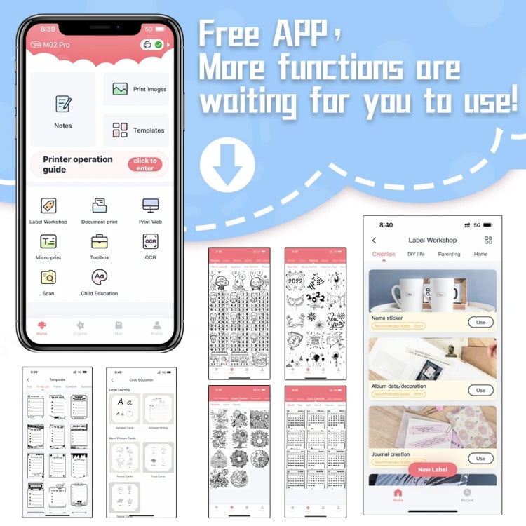 Phomemo M02 PRO Pocket Mini Small Portable Bluetooth Wrong Thermal Tag Printer(Pink) - free shipping - PMC TechLife - Order now!