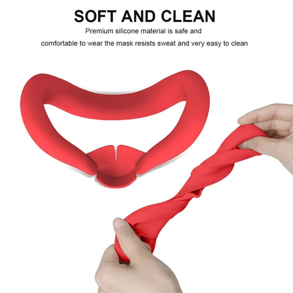 For Meta Quest 3 Silicone Face Cover Eye Mask with Nose Pad(Red)