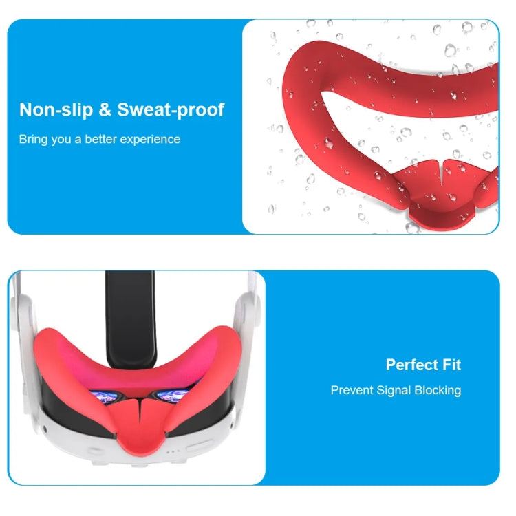For Meta Quest 3 Silicone Face Cover Eye Mask with Nose Pad(Red)