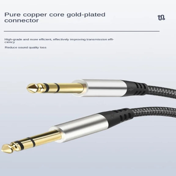 10m Audio Mixing Console Amplifier Drum Connection Cable 6.35MM Male To Male Audio Cable 28AWG OD4.0MM(Silver)