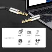 10m Audio Mixing Console Amplifier Drum Connection Cable 6.35MM Male To Male Audio Cable 28AWG OD4.0MM(Silver)