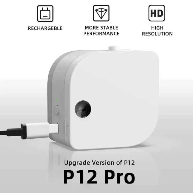 Phomemo P12Pro Li-Ion Battery Compact Bluetooth Convenient Self-Adhesive Thermal Label Printer(White)