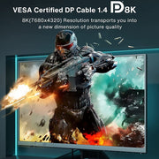 1.5m DP Cable 8K Computer Monitor Connection Cable 30AWG OD6.3MM With Nylon Mesh(Black Version 2.1)