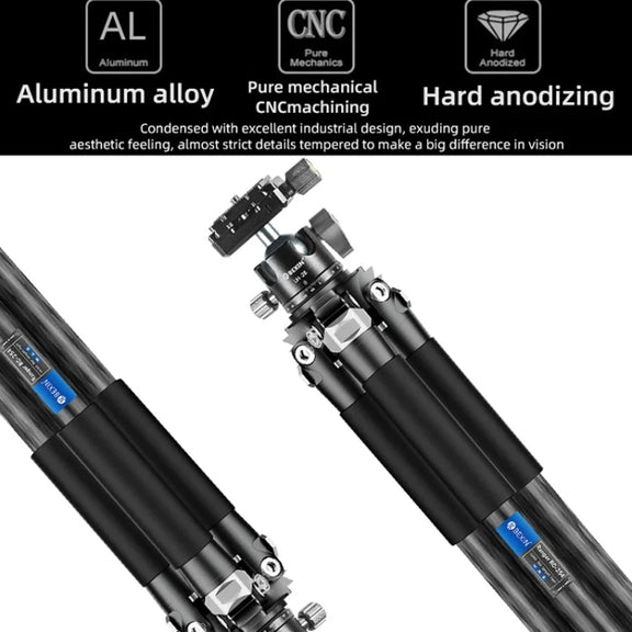 BEXIN RC254+LH-28 Carbon Fiber Portable Folding Tripod SLR Camera Low Gravity Center Gimbal Photography Bracket