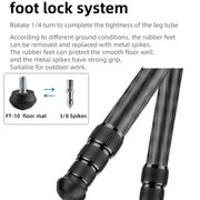 BEXIN RC254 Carbon Fiber Portable Folding Tripod SLR Camera Low Gravity Center Gimbal Photography Bracket