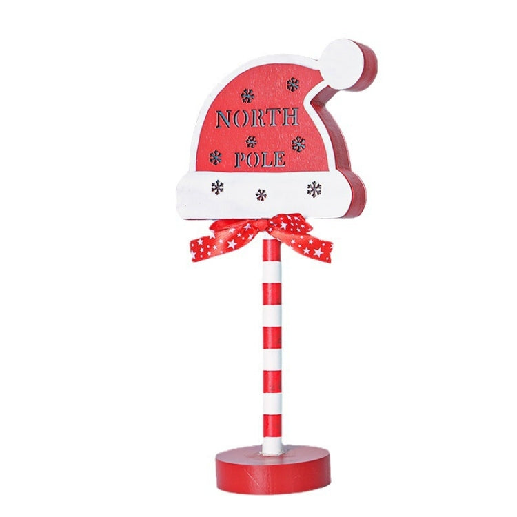 Christmas Street Sign STOP Decorative Lights Wooden Window Atmosphere LED Lights, Style:  NORTH POLE