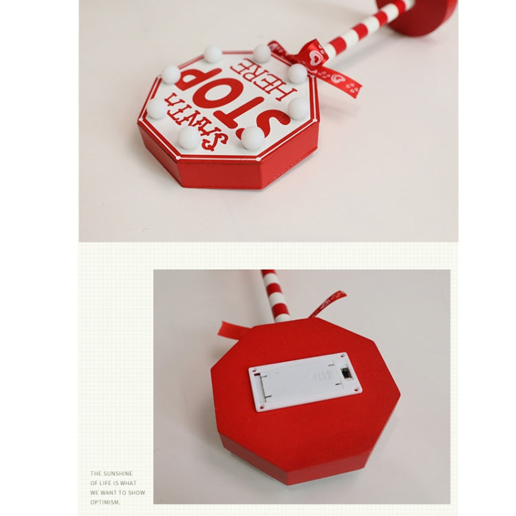Christmas Street Sign STOP Decorative Lights Wooden Window Atmosphere LED Lights, Style:  NORTH POLE
