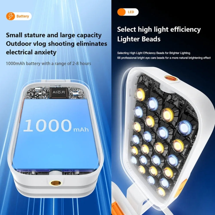 D2 Pro Mini RGB Fill Light Pocket Light with Mobile Phone Holder(White) - Selfie Light by PMC TechLife | Online Shopping South Africa | PMC TechLife | Buy Now Pay Later Mobicred