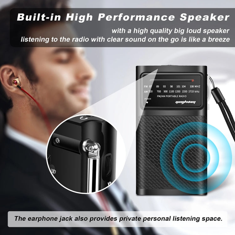 J-180 Portable Pointer FM/AM Two-Band Radios With Carrying Clip, Style: Regular Version(Black) - Radio Player by PMC TechLife | Online Shopping South Africa | PMC TechLife