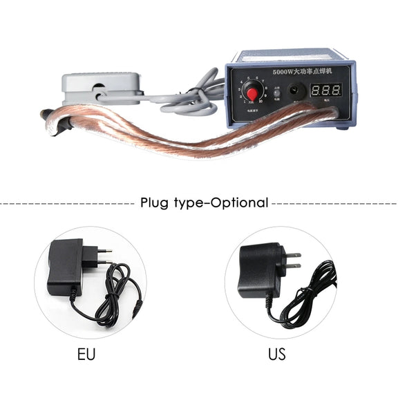 Portable 18650 Battery Spot Welder 5000W High Power Handheld Spot Welding Machine, Style: Footswitch Version US Plug