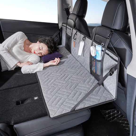 Car Camping Bed Folding Board SUV Rear Row Extension Board For Tesla, Color: Black Embossed