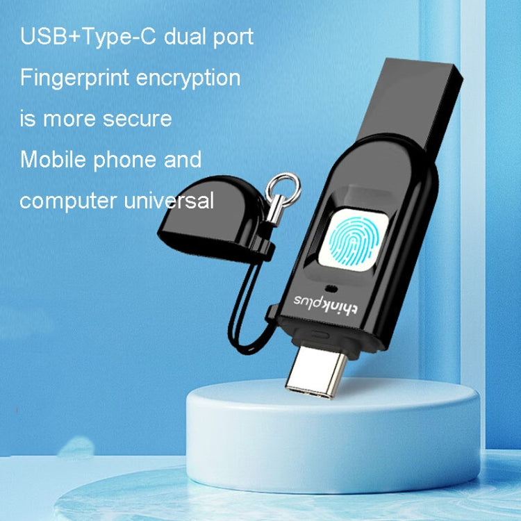 Lenovo Thinkplus TFU301 Dual Interface Type-C+USB Fingerprint Encrypted USB Flash Drive, Capacity: 32G