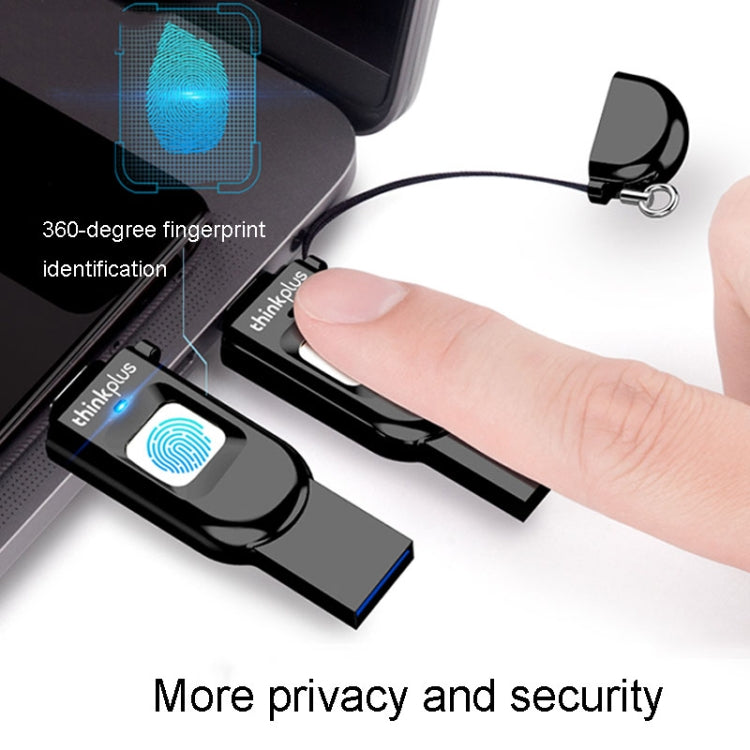 Lenovo Thinkplus TFU301 Dual Interface Type-C+USB Fingerprint Encrypted USB Flash Drive, Capacity: 256G - free shipping - PMC TechLife - Order now!