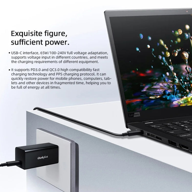 Lenovo Thinkplus GaN 65W PD3.0 QC3.0 Fast Charger Power Adapter For Notebook Mobile Phone���CN Plug(White) - free shipping - PMC TechLife - Order now!