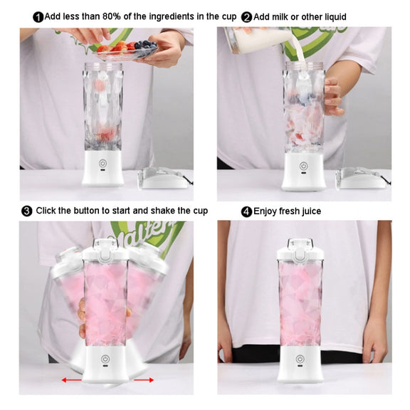 Portable Multifunctional USB Charging Juice Cup Mini Electrical Blender(Pink)