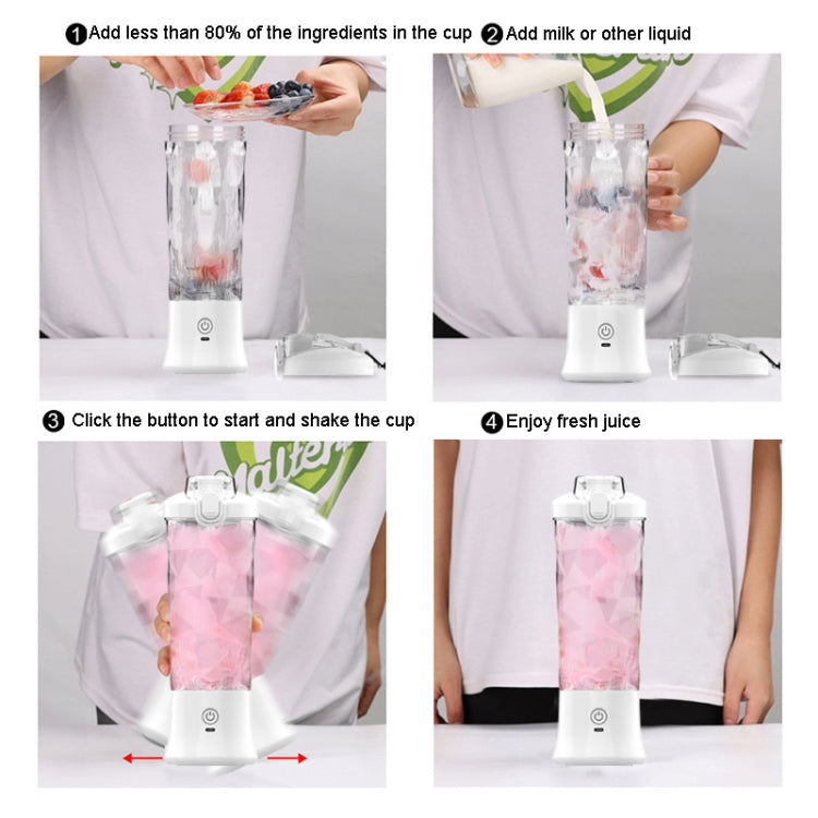 Portable Multifunctional USB Charging Juice Cup Mini Electrical Blender(Pink)