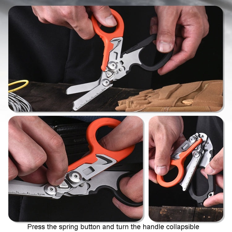 Multifunctional Outdoor First Aid Equipment Foldable Gadget Scissors(Black And Orange) - Emergency Tools by PMC TechLife | Online Shopping South Africa | PMC TechLife